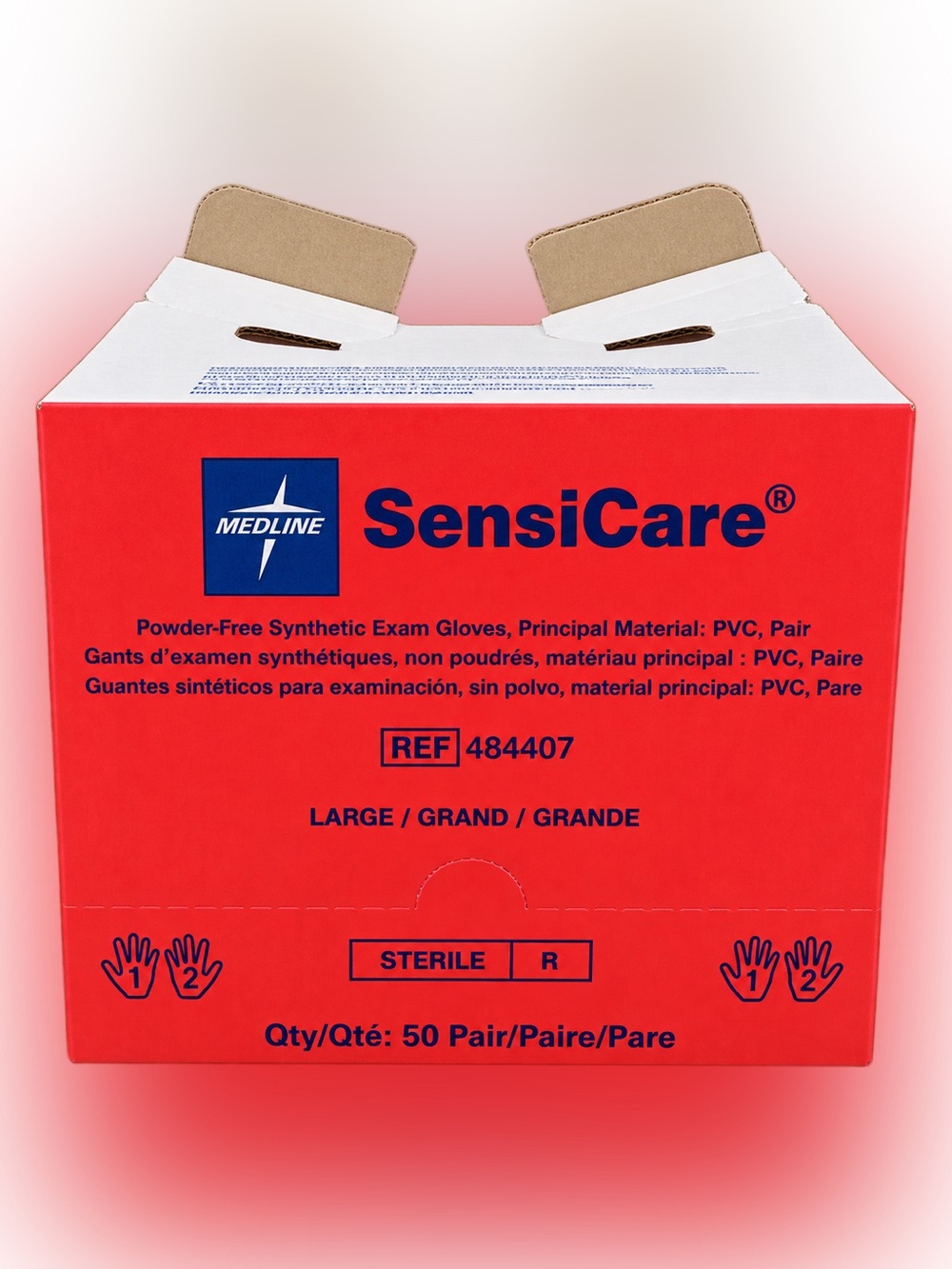 SensiCare Powder-Free Synthetic Exam Gloves - Large, Red